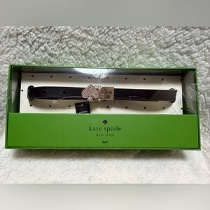 NEW Kate Spade Genuine Leather Rev. Black/White Belt Crystal Studded Spade S/M